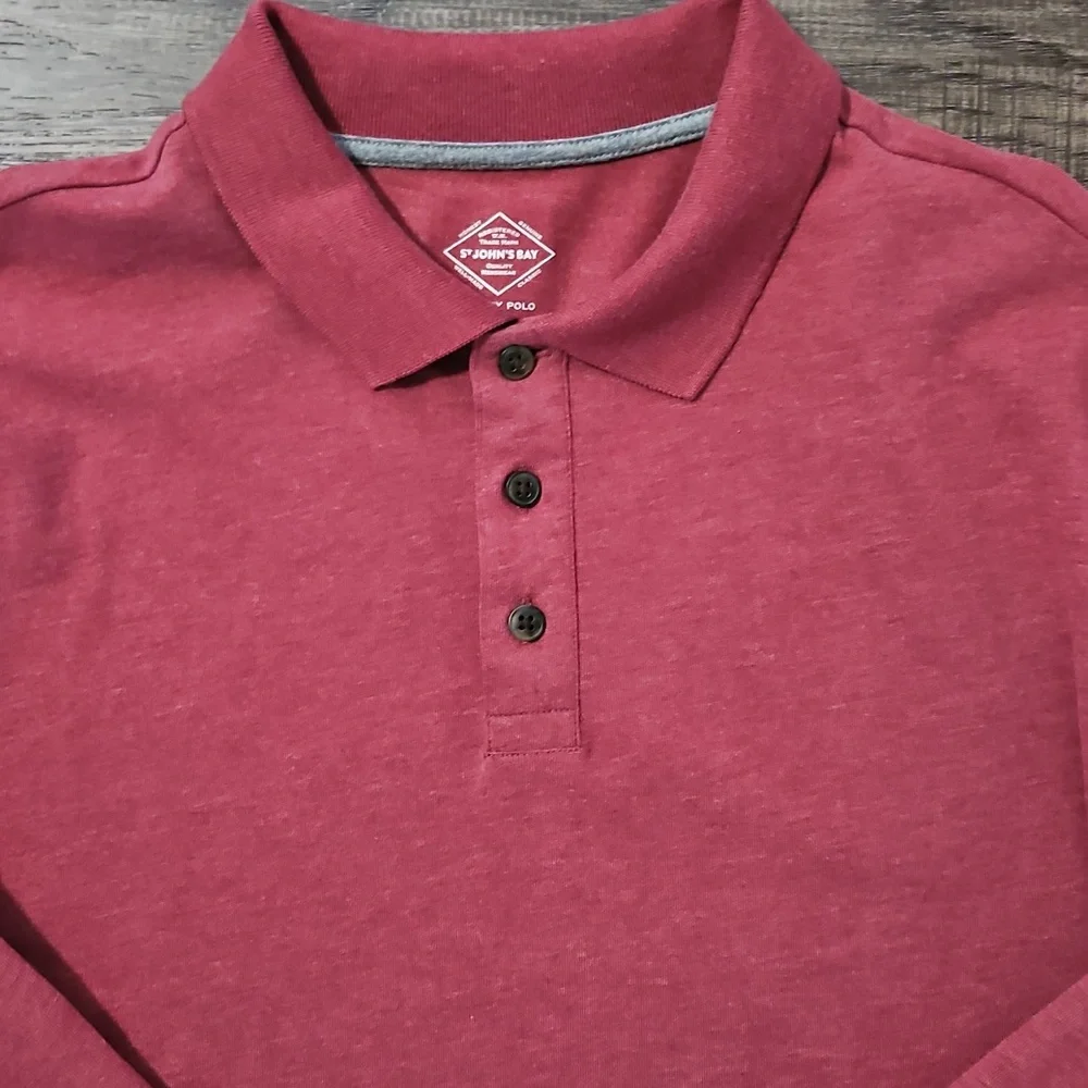 St. John's Bay Burgundy Legacy Polo Size Large - Picture 3 of 3